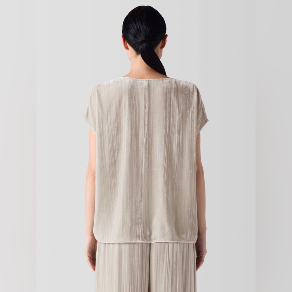 Eileen Fisher Crushed Velvet V-Neck Square Top - Picture 3 of 7